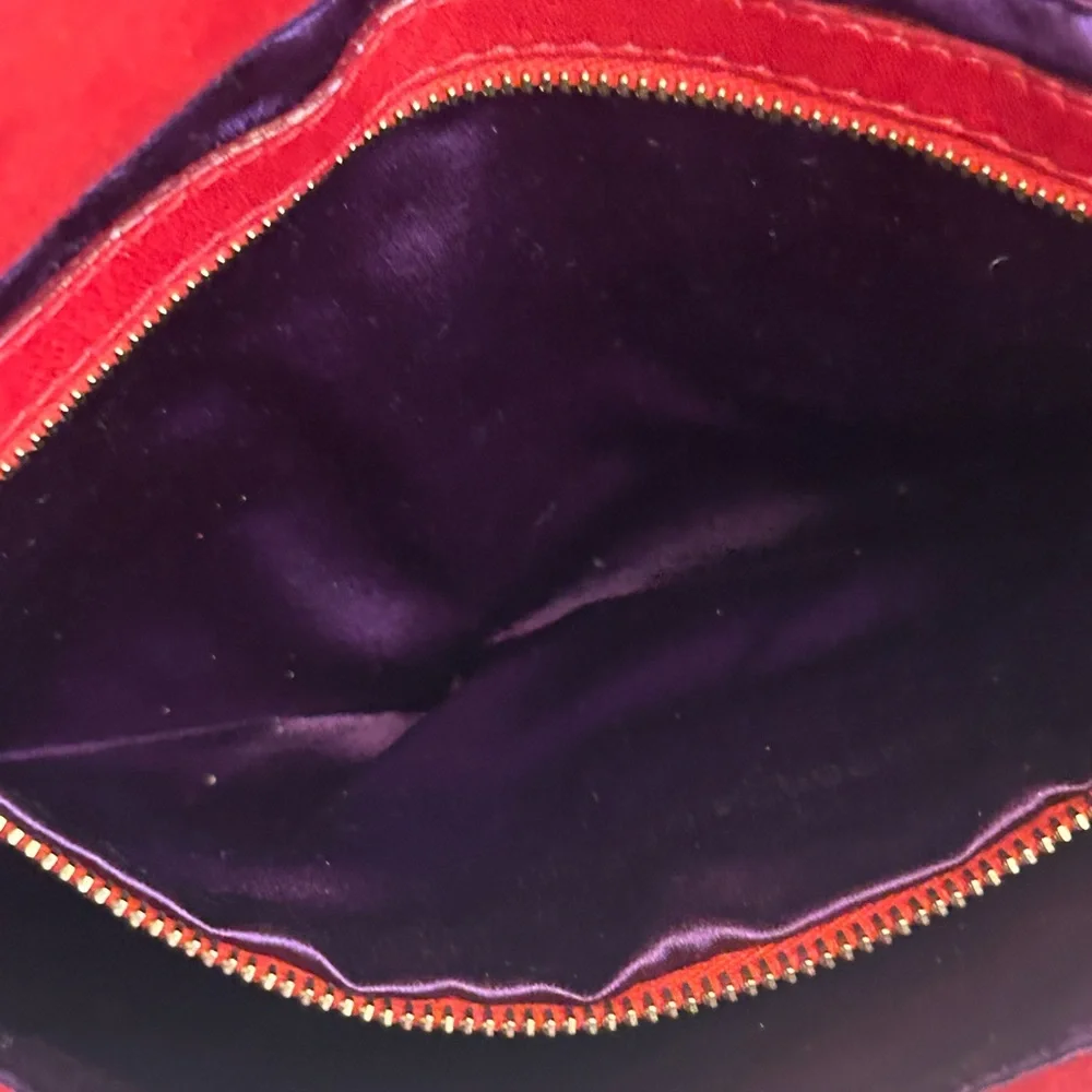 Fendi Red Suede Shoulder Bag with Gold Hardware - Picture 15 of 15